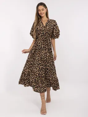 Women's camel dress with print