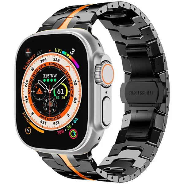 Iron Man steel pull for Apple Watch 42/44/45/49 mm - Black/Orange