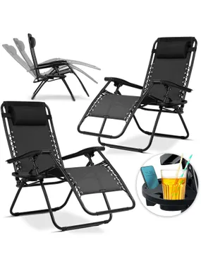 Garden deckchair folded with a sophista chillwell pillow set 2 pcs black
