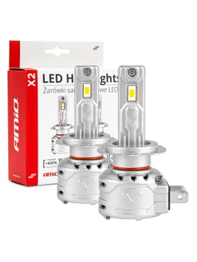 LED car bulbs x2 series h7 h18 6500k canbus amio-02973