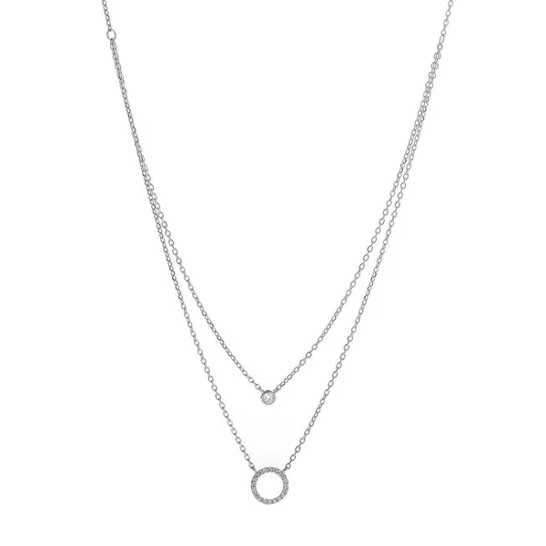 Double silver necklace with zircons AJNA0009