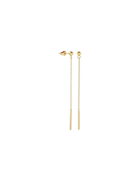 Long gold plated earrings with elongated pendant