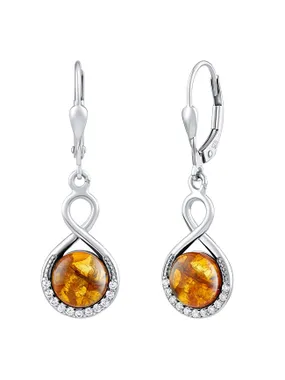 Silver earrings with real amber JST147107EJ