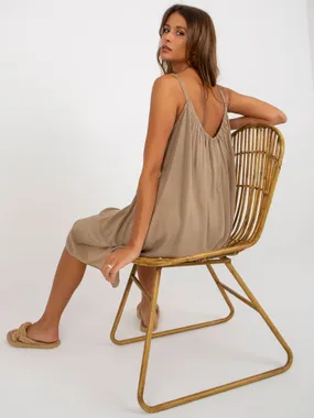 Dark beige strap dress Polinne OCH BELLA.