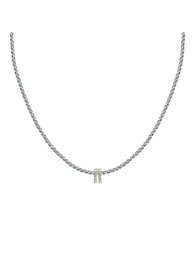 Stylish steel bicolor necklace with Drops crystals SCZ1354