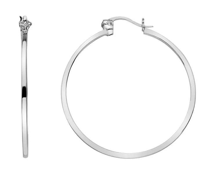 Silver earrings with Hoops DE625 diamonds