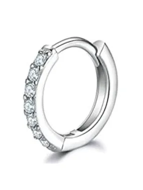 Steel ring single earring with zircons VHLLE2008S