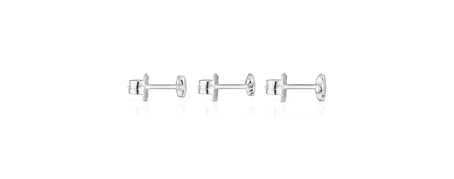 Bold Motif Silver Stud Earrings Set 1003875100