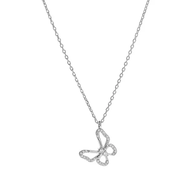 Beautiful silver bow tie necklace AJNA0028