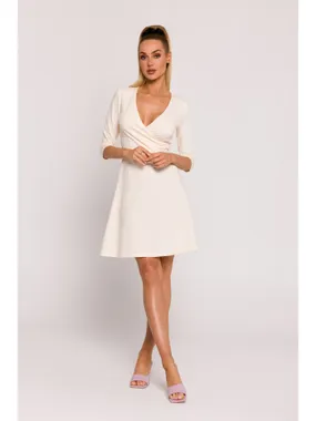 M786 Dress with a pleat top - cream