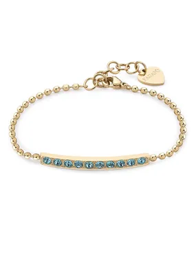 Elegant gold-plated bracelet with light blue crystals Dazzly SDZ18