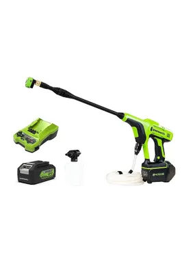 24V augstspiediena mazgātājs GREENWORKS G24PWK4 - lādētājs + 4Ah akumulators - 5105307UB