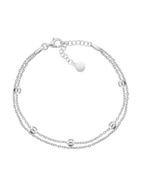Double Silver Bracelet with Beads BRC107W