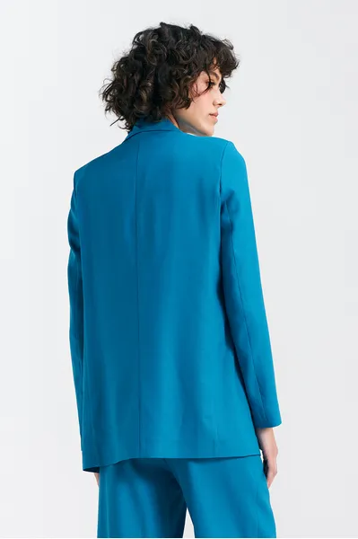 Linen jacket, longer - blue - Z55