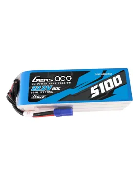 Gens ace G-Tech 5100mAh 80C 22.2V 6S1P Lipo Battery Pack with EC5 plug