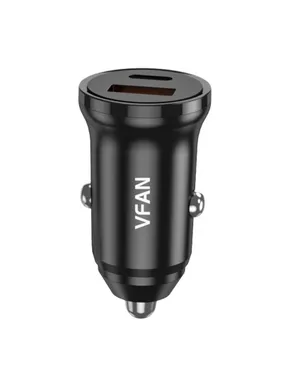 Vipfan C03 car charger, USB + USB-C, 20W, PD + QC 3.0 (black)