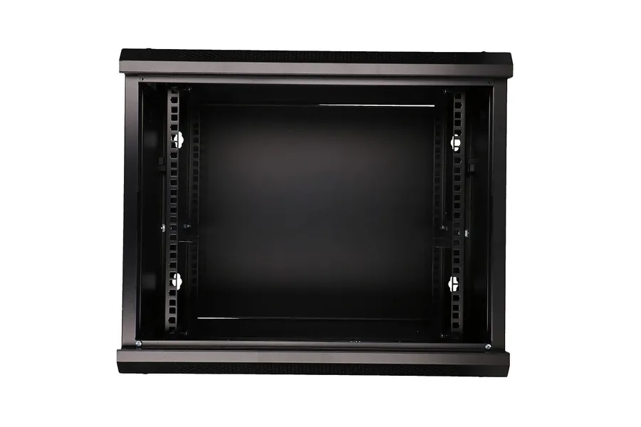 Wall cabinet rack 9U 600x450 black glass door