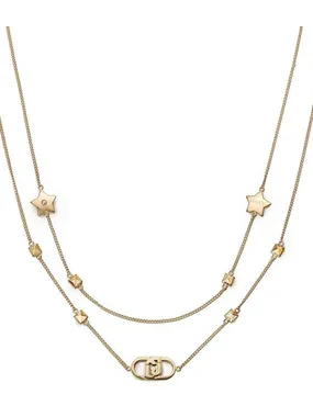 Gold Plated Steel Double Necklace Fashion LJ2204