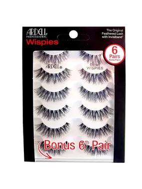Demi Wispies 6-Pack false eyelashes on a strip of 6 pairs Black