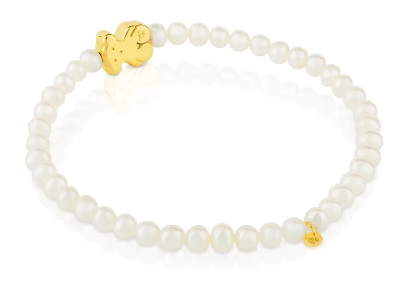 Pearl bracelet with gold bear 815911150