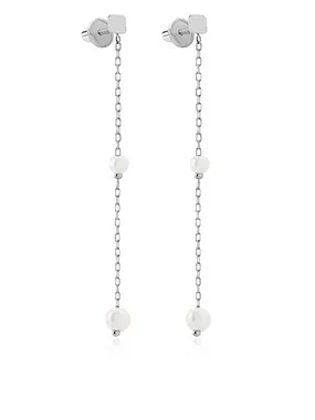 Long earrings in white gold with pearls 14/468.501/17P Esp