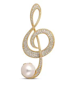 Shimmering Pearl Brooch Treble Clef JL0702