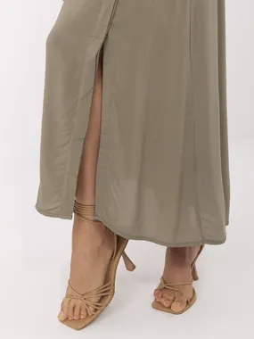Women's khaki trapezoidal skirt