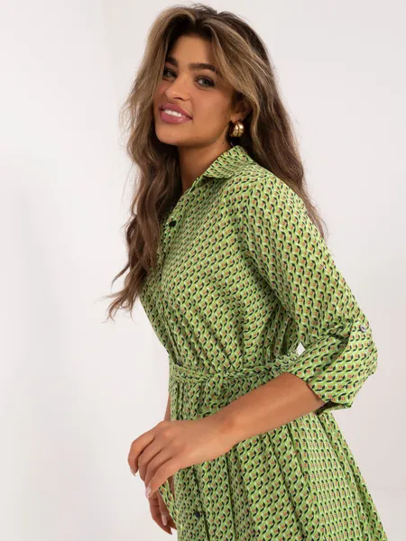 Women's light green shirt dress