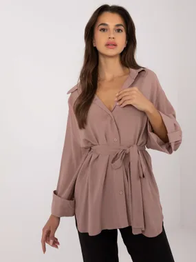 Women's dark beige oversized shirt