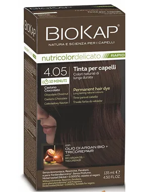 BIOKAP DELICATO RAPID hair color - 4.05 Chocolate chestnut 135 ml