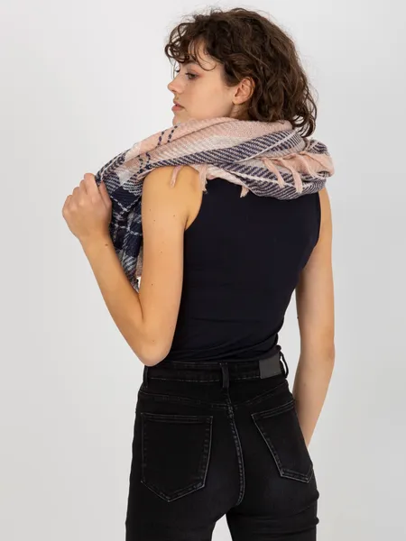 Light pink women's scarf with a check pattern.