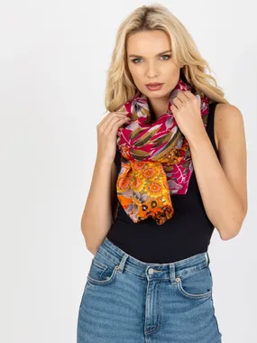 Fuchsia cotton scarf with a print.