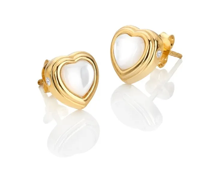 Jac Jossa Soul DE790 Heart Gold Plated Diamond and Pearl Earrings