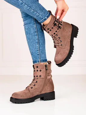 Women's lace-up worker boots with Shelovet buckles