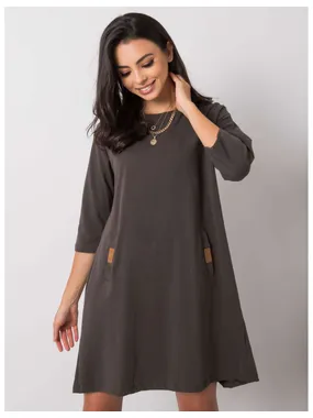 Dark khaki loose dress.