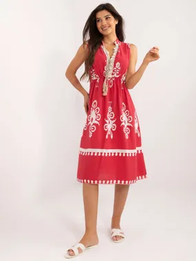 Women's red dress with print