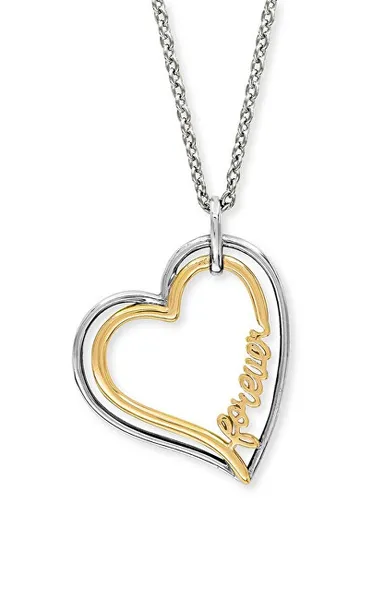 Romantic bicolor heart necklace ERN-FOREVER-BIG (chain, pendant)