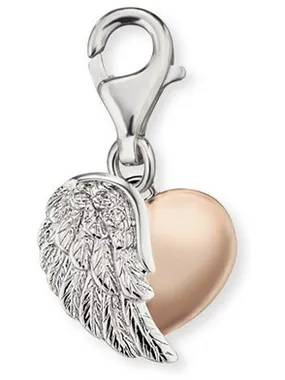 Silver bicolor pendant for Heart bracelet with ERC-HEARTWINGBI