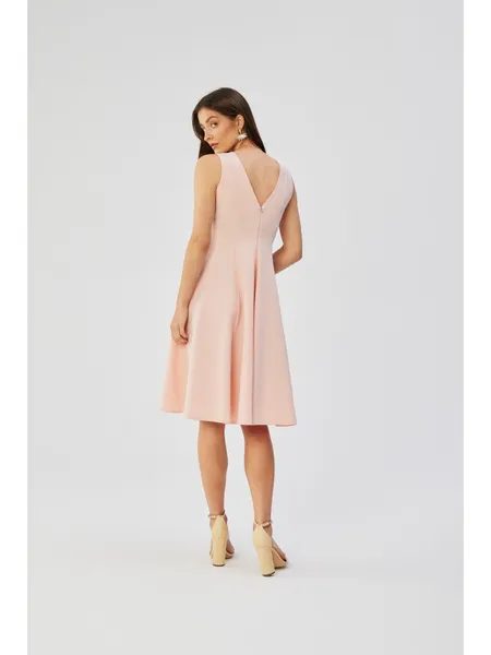 S358 Sleeveless flared dress - powder pink