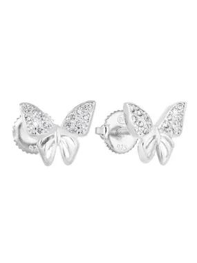 Silver earrings with zircons Butterfly 11311.1