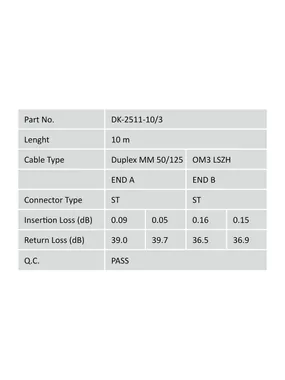 Digitus Fiber Optic Multimode Patch Cord, OM 3, ST / ST