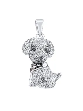 Dasty dog ​​silver pendant with clear Brilliance Zirconia MW13766P