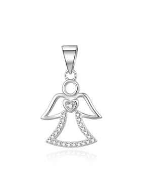 Sparkling silver pendant Angel AGH764