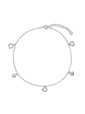 Silver leg bracelet with hearts AJNH0007