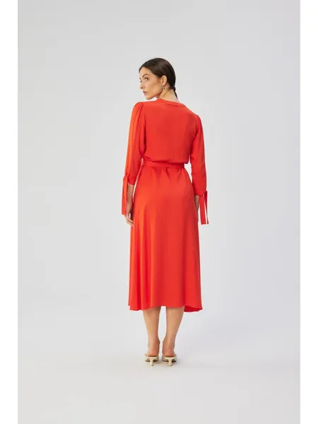 S365 Midi dress with tied cuffs - coral