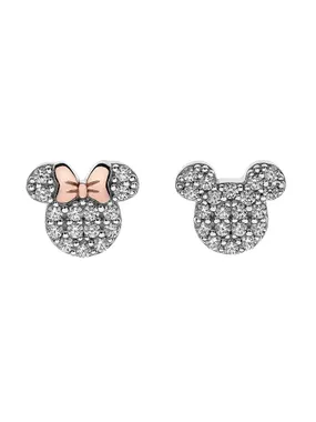 Charming Silver Stud Earrings Mickey and Minnie Mouse E905016UZWL