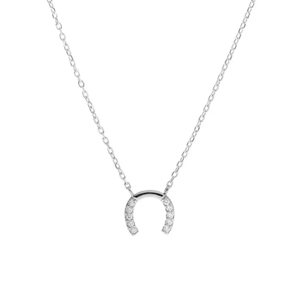 Sparkling Silver Horseshoe Necklace AJNA0021