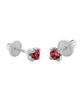 White gold earrings with synthetic rubies 14/832.701/17R-S