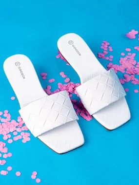 White slippers made of eco leather