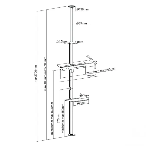 Telescopic TV holder Maclean MC-791N